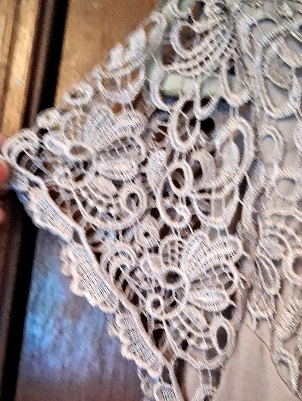 Maurices lilac blouse with lace sleeves and lace down front of blouse. size 2 - Picture 5 of 8